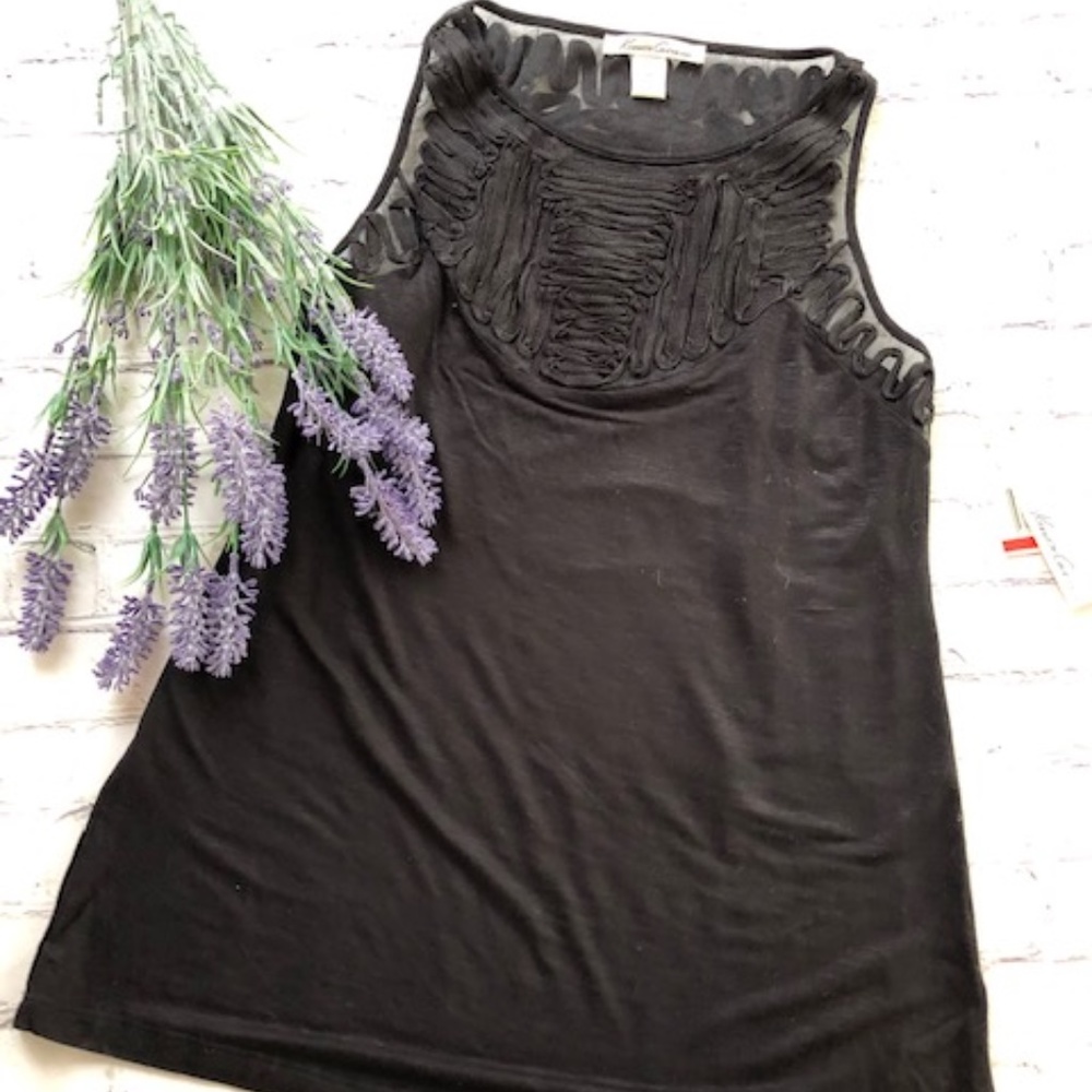 🍀NWT, Kenneth Cole Black Tribal Edge Tank, Sz XS. Cute summer top
